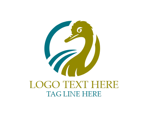 Flat Badge Ostrich Logo