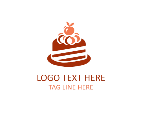 Flat Cake Slice Design Logo