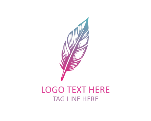  Flat Creative Feather Pen Logo