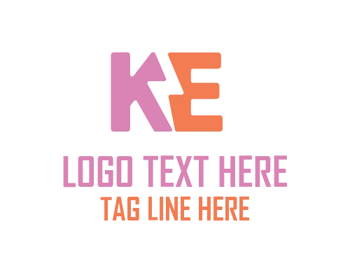 Flat Letter K and Letter E Logo