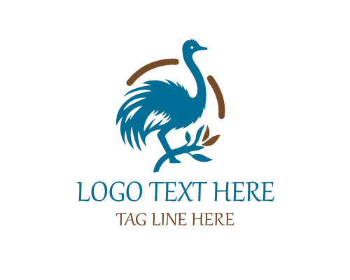 Flat Mascot Ostrich Logo