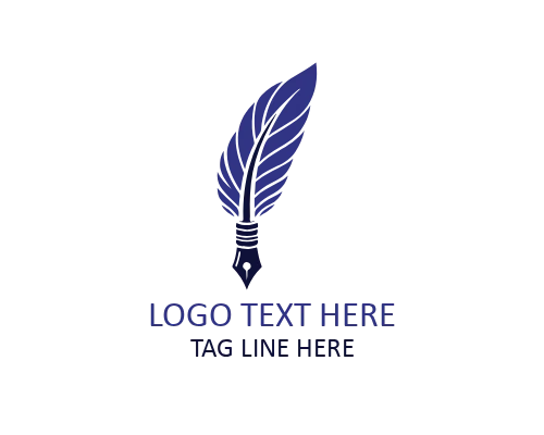 Flat Minimalist Feather Pen Logo