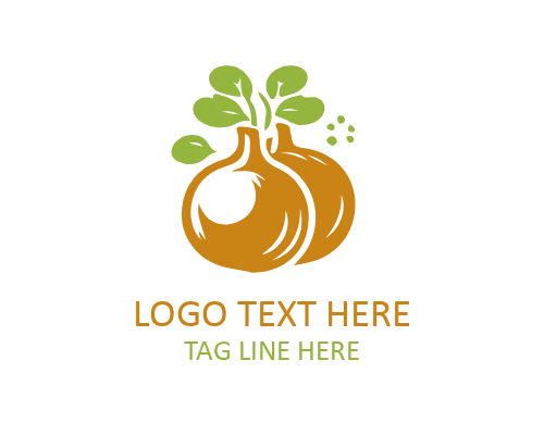 Flat Onion Vegetable Icon Logo