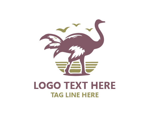 Flat Ostrich Icon Logo
