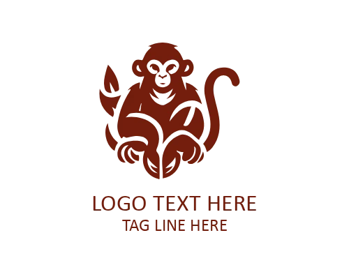Flat Style Monkey Mascot Logo