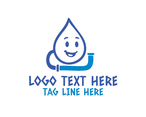 Flat Water Drop Mascot Logo