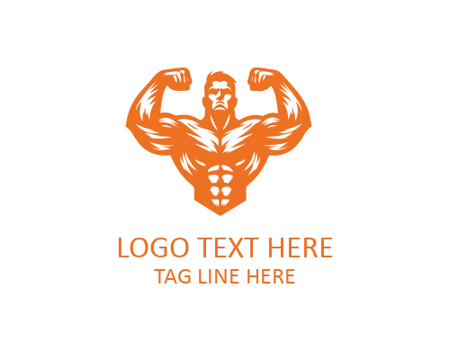 Flexing Muscular Man Logo