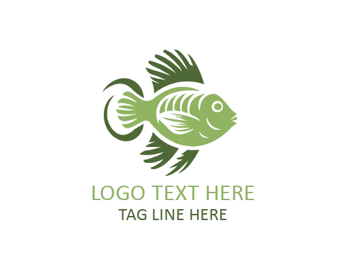 Floating Leaf Tropical Fish Flat Logo