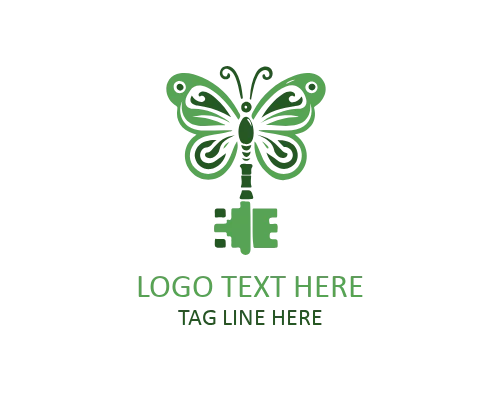 Floral Butterfly Key Logo