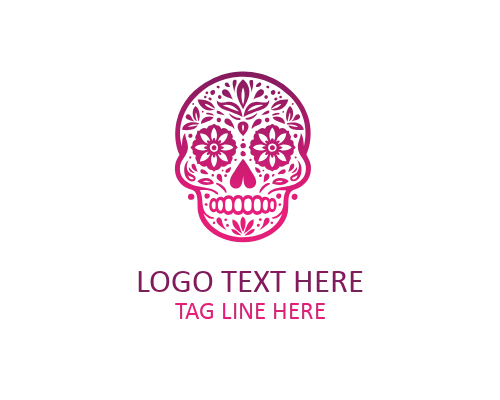 Floral Circle Sugar Skull Logo