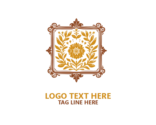 Floral Emblem Wedding Badge Logo