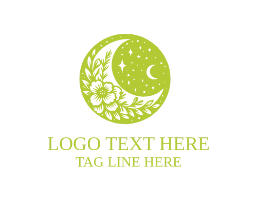  Floral Half Moon Logo for Elegant Botanical Branding