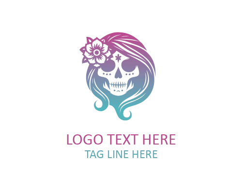Floral Mexican Skull Logo