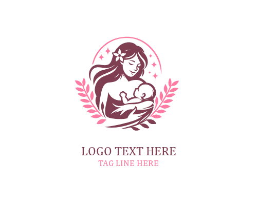Floral Mom and Baby Love Logo