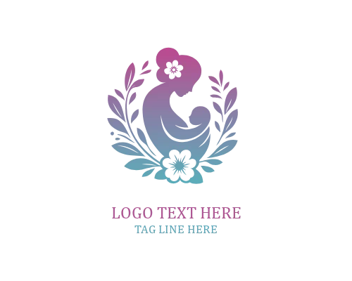 Floral Mom Baby Care Logo