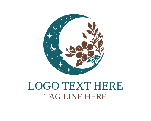  Floral Moon and Stars Logo for Dreamy Branding