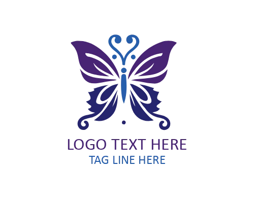 Floral Outline Butterfly Logo