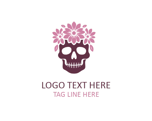 Floral Pattern Sugar Skull Logo