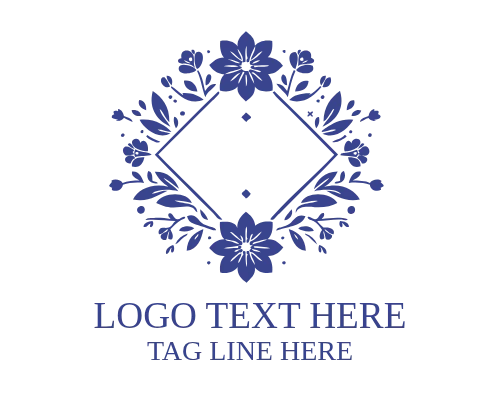 Floral Stamp Emblem Logo