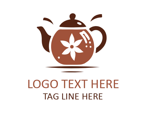Floral Teapot Logo for Botanical Tea, Wellness, and Natural Brands