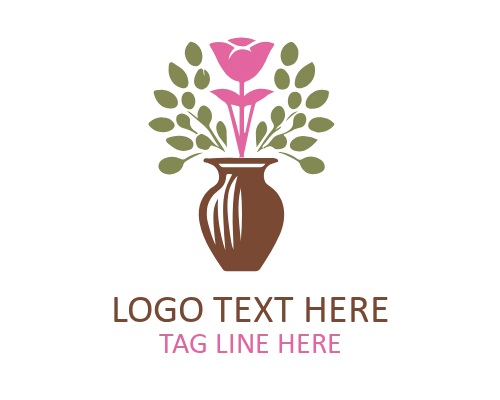 Floral Vase Outline Logo