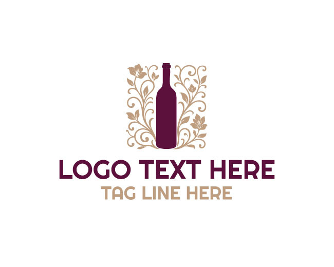  Floral Wine Bottle Logo