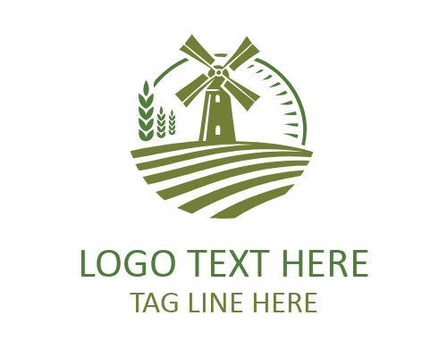 Flour Mill Wheat Gear Logo