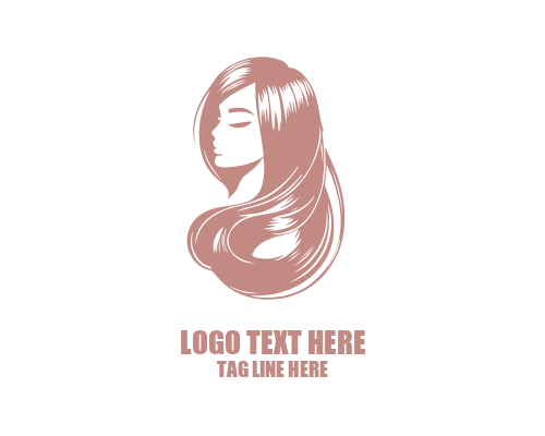Flowing Silhouette Women Hair Logo