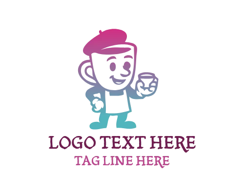 Friendly Coffee Shop Mascot Logo Description: