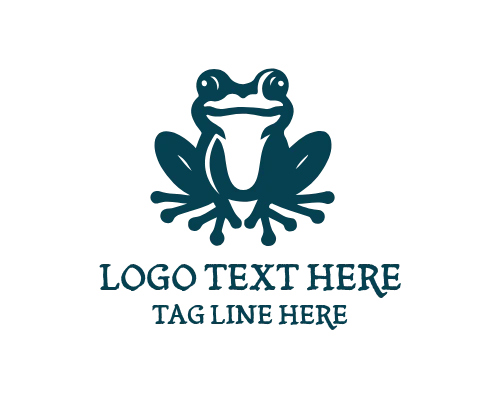 Frog Holding Balloon Cartoon Logo
