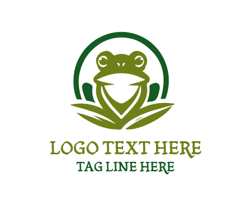 Frog Holding Flower Cute Logo
