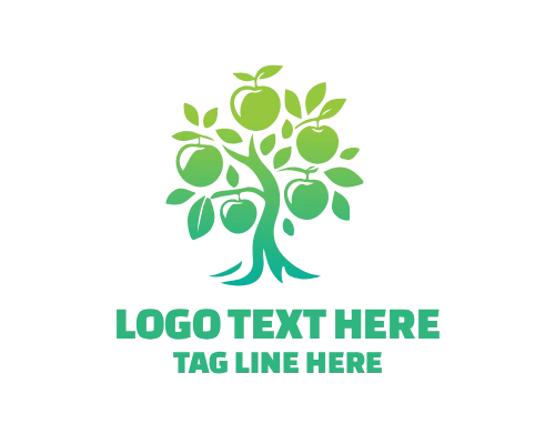 Fruit Tree apple Logo for Minimal Agriculture Branding