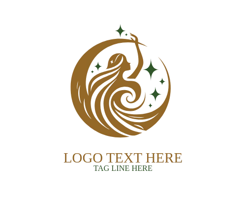 Full Moon Woman Symbol Logo