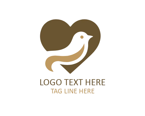 Geometric Heart Love Bird Flat Logo for Modern, Romantic, and Lifestyle Brands