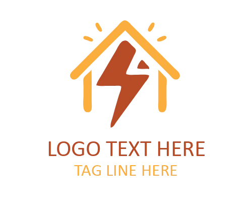 Geometric Lightning Bolt House Logo for Energy Branding