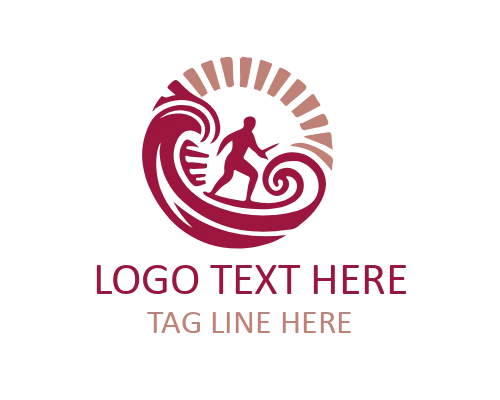 Geometric Surfing Wave Logo for Modern Beach Brand Identity