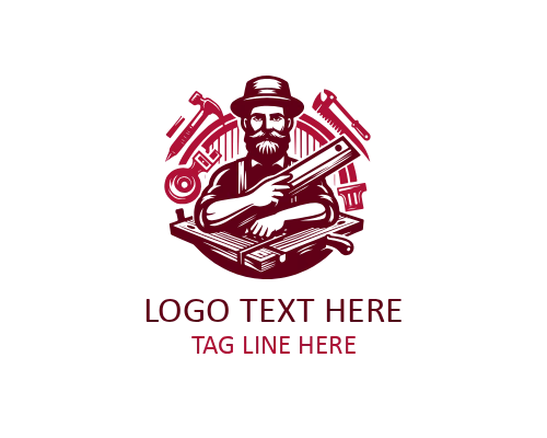 Geometric Wood Carpenter Logo