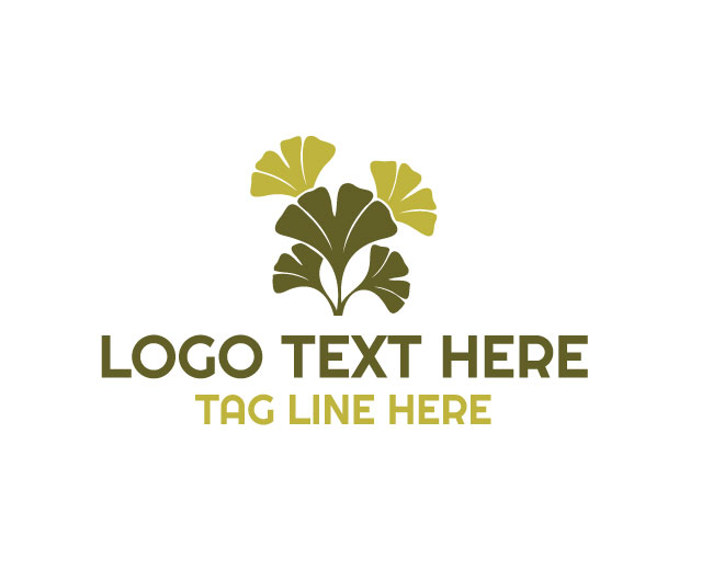 Ginkgo Herb Green Leaf Logo