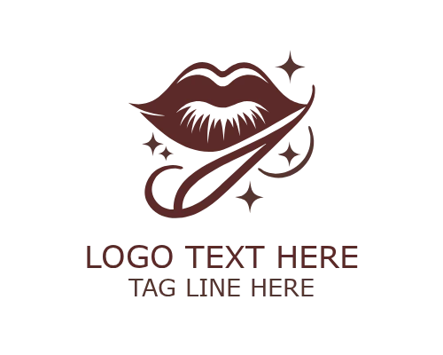Glam Lips Circle Logo for Makeup and Beauty Branding
