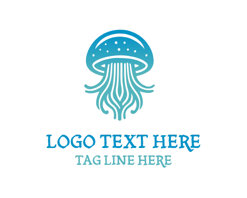 Glowing Jelly fish Ocean Logo