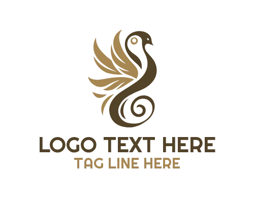 Golden Elegant Bird Logo