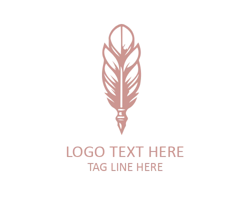 Golden Feather Pen Emblem Logo