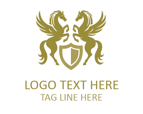 Golden Warrior Horse Crest Logo