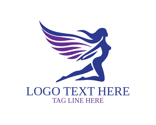 Graceful Flying Woman Logo with Soft Feminine Energy