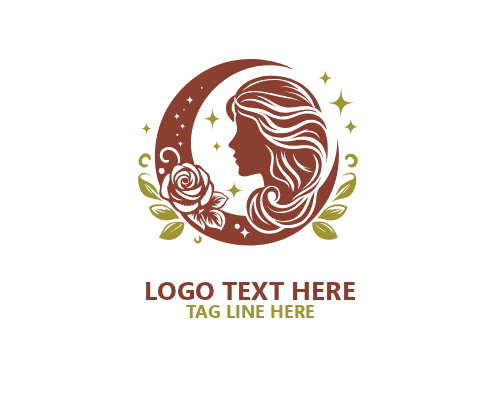Graceful Line Moon Woman Logo
