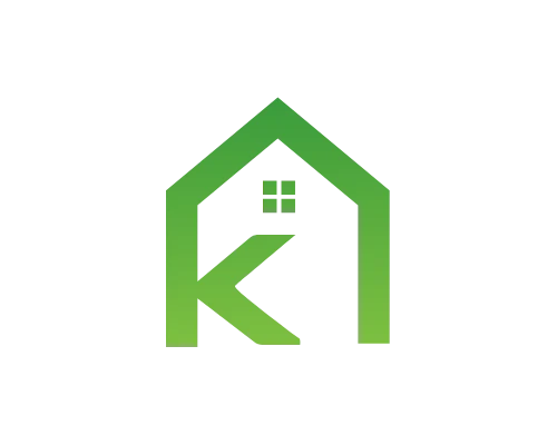 Gradient Letter K and Home Logo
