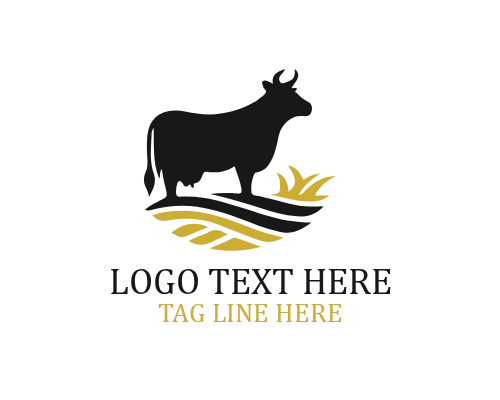 Grazing Cow Icon Logo for Organic Farm and Dairy Branding