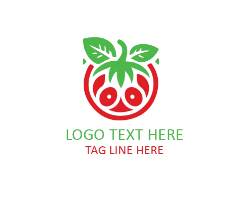 Green and red Tomato Logo for Digital and Food Brands