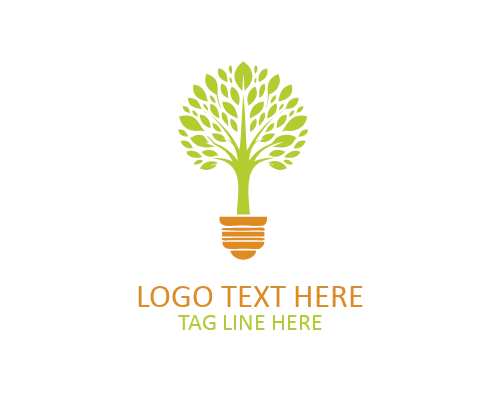 Green Bulb Eco Power Logo for Renewable Energy Branding