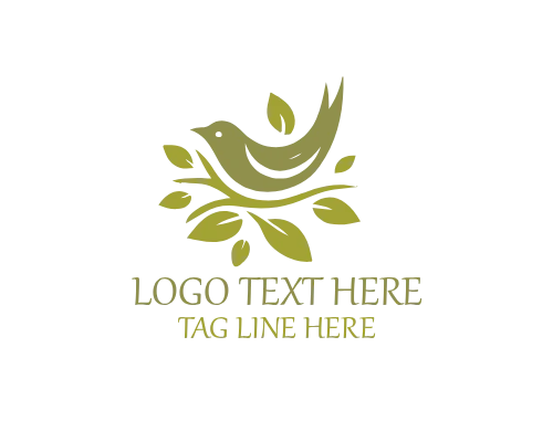 Green Circle Nesting Bird Logo for Eco Branding